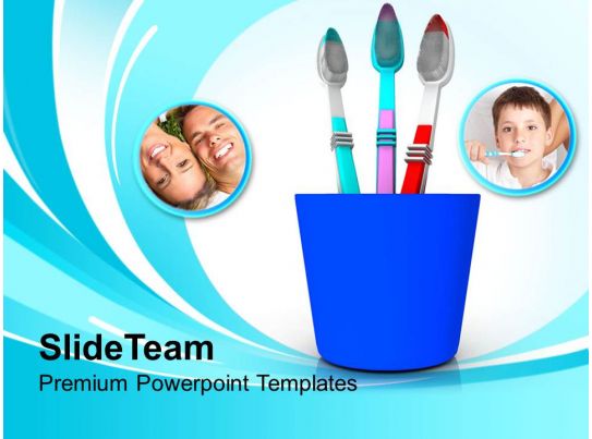 Tooth Brushes In Blue Holder Powerpoint.