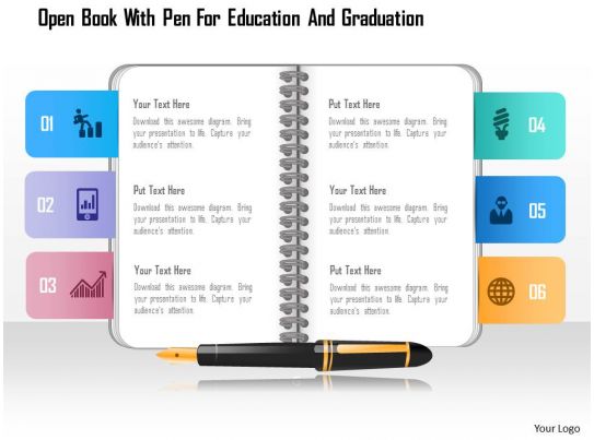 0115 Open Book With Pen For Education And Graduation 
