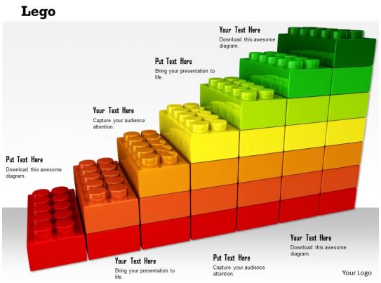 0814 Colorful Multiple Staged Lego Bar Graph For Business 