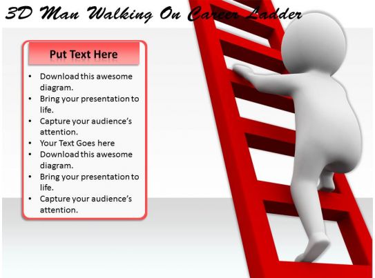 1113 3D Man Walking On Career Ladder Ppt Graphics Icons 