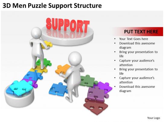 3D Men Puzzle Support Structure Ppt Graphics Icons 
