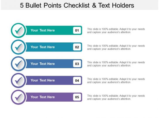 5 Bullet Points Checklist And Text Holders | PowerPoint Presentation ...