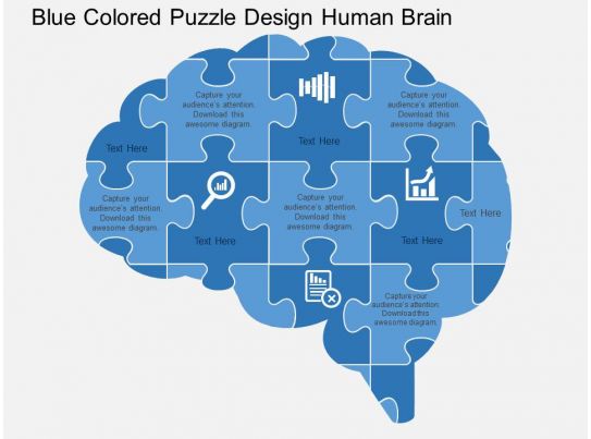 Blue Colored Puzzle Design Human Brain Flat Powerpoint ...