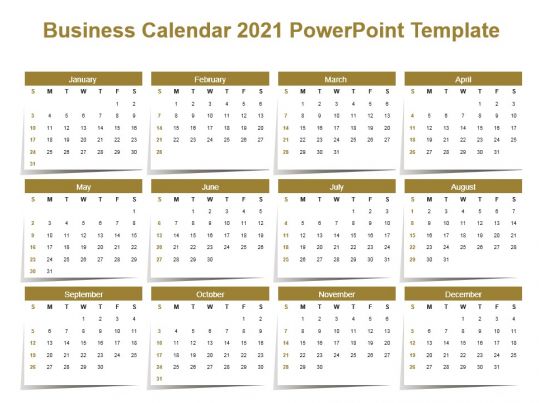 Business Calendar 2021 Powerpoint Template | Presentation ...
