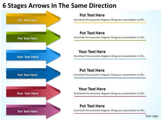 Business Charts Examples 6 Stages Arrows The Same 