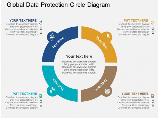 Global Data Protection Circle Diagram Flat Powerpoint 