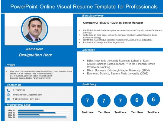 powerpoint online visual resume template for professionals