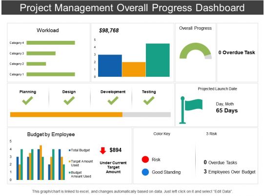 Project Management Overall Progress Dashboard | Presentation PowerPoint ...