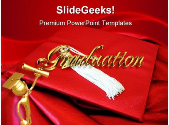 Red Graduation Cap Education PowerPoint Backgrounds And 