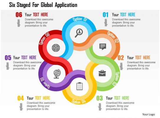 Six Staged For Global Application Flat Powerpoint Design | PowerPoint ...