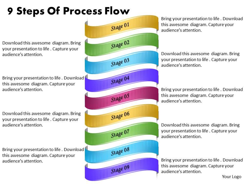 1013 Business Ppt diagram 9 Steps Of Process Flow ...