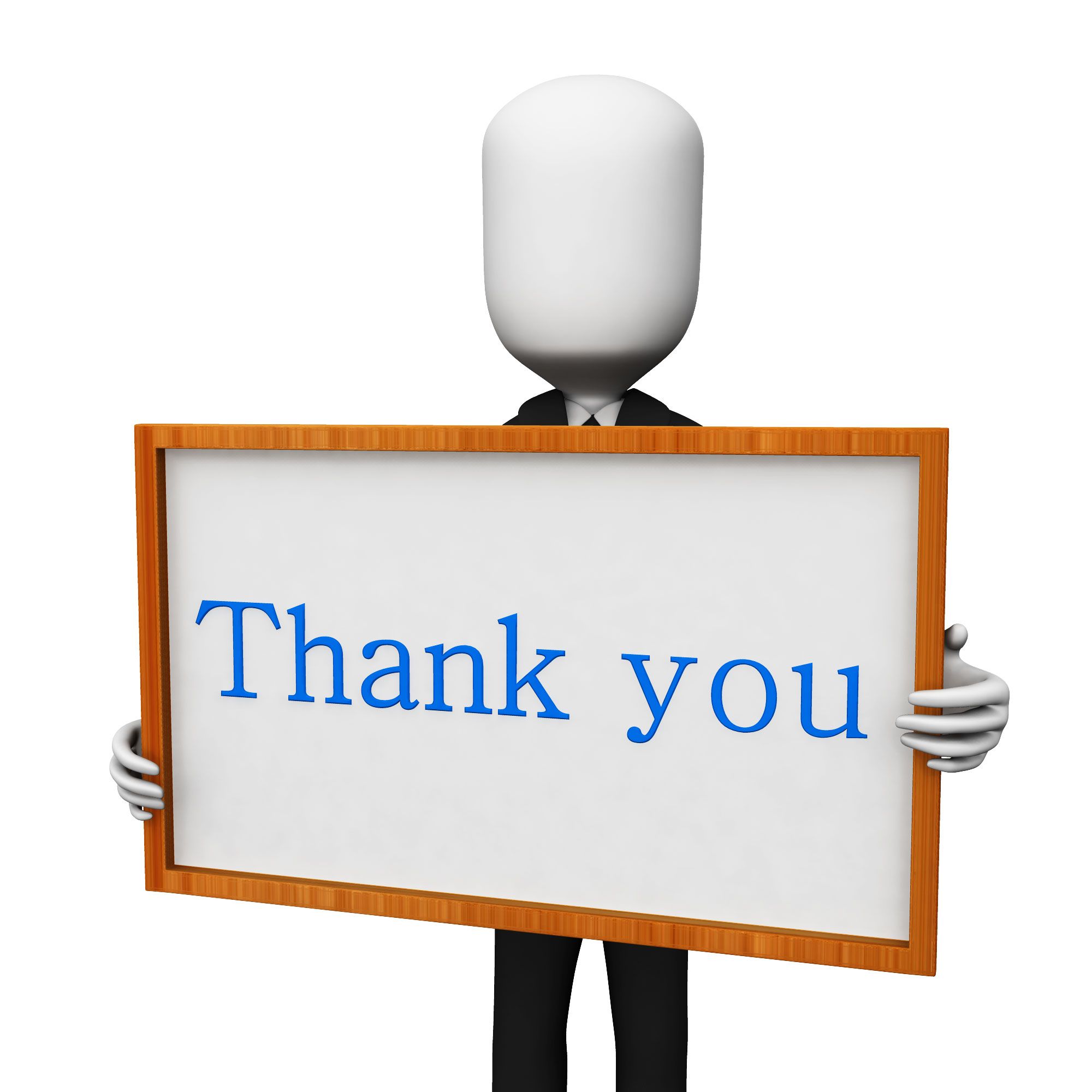 3D Man With Thank You Text Board Stock Photo | PowerPoint Slide