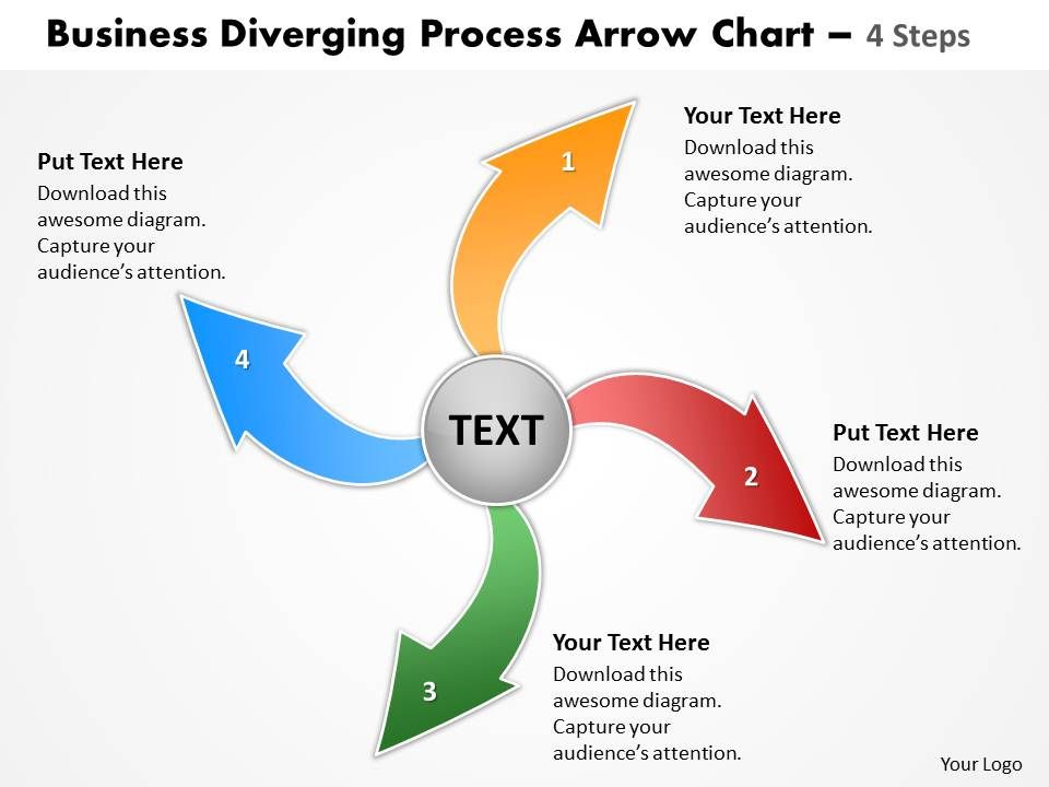 diverging process arrow chart 4 steps cycle diagram free powerpoint