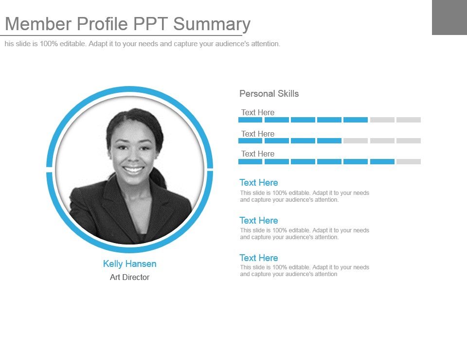 Member Profile Ppt Summary  Graphics Presentation 