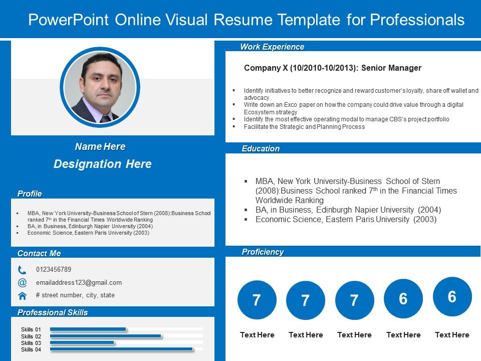 powerpoint online visual resume template for professionals