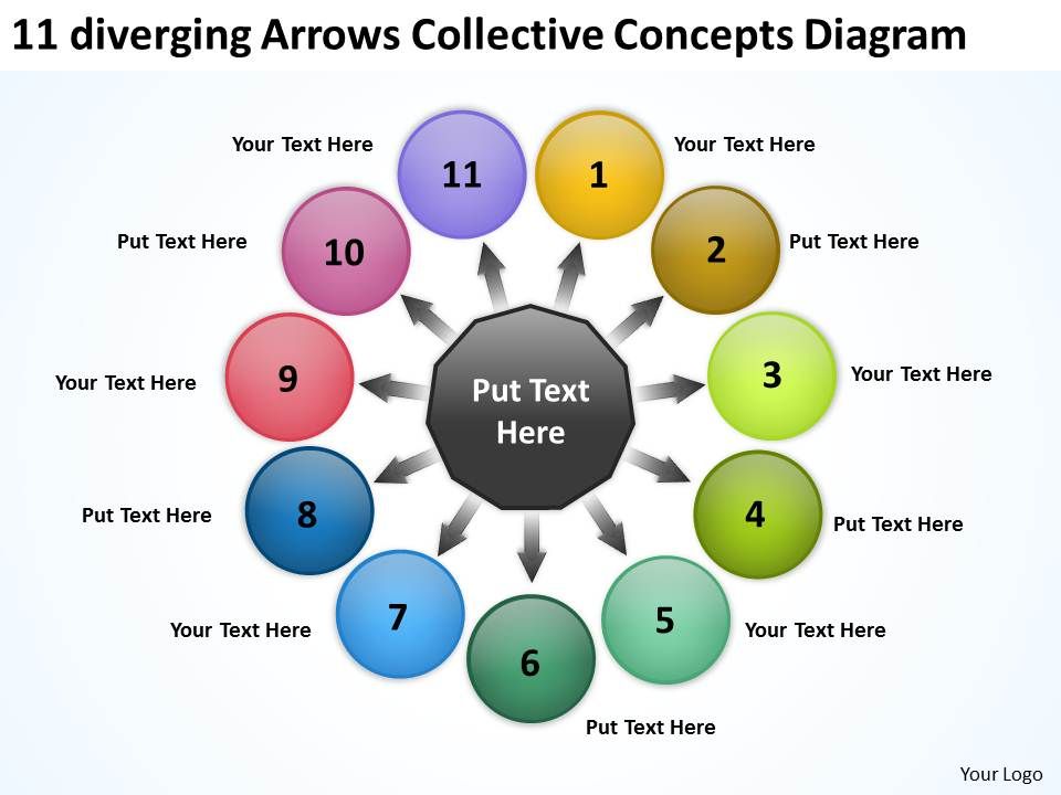 11 Diverging Arrows Collective Concepts Diagram Circular