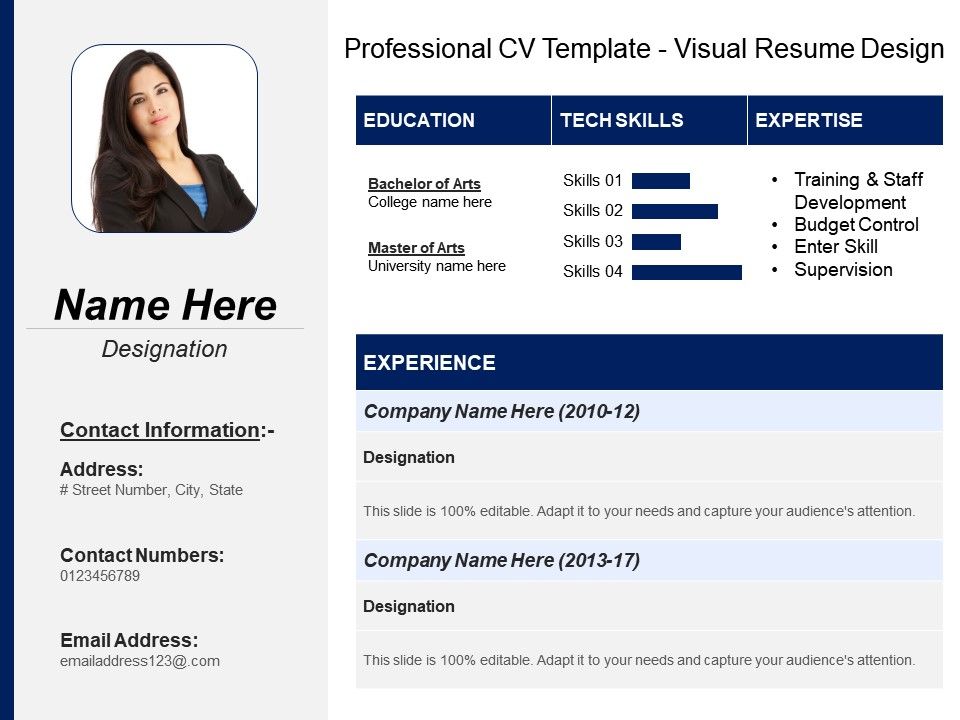 professional cv template visual resume design
