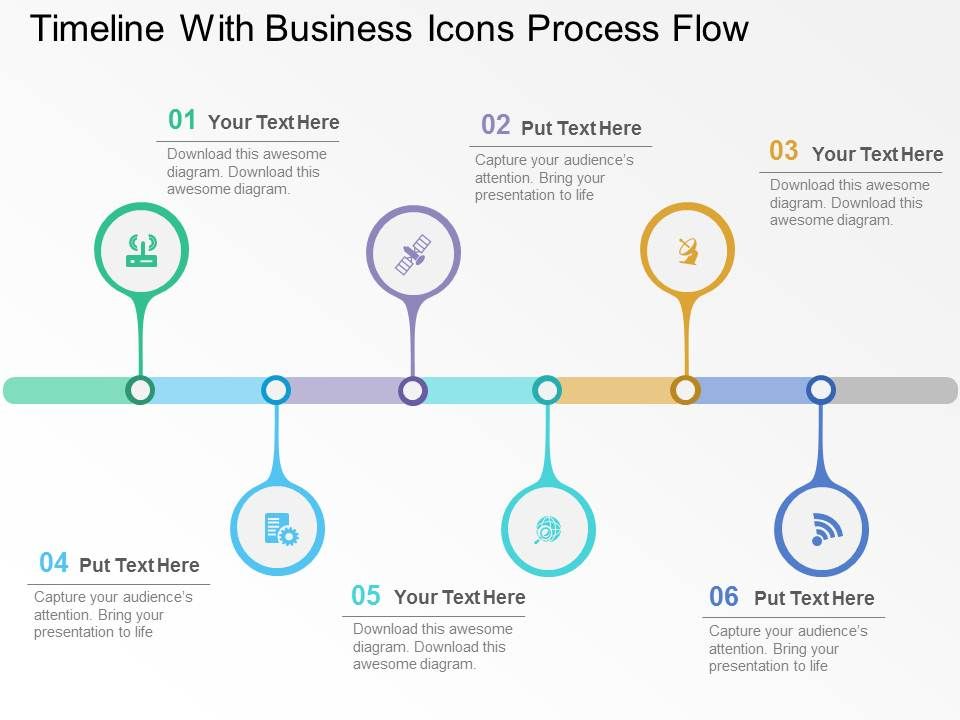 Timeline With Business Icons Process Flow Flat Powerpoint