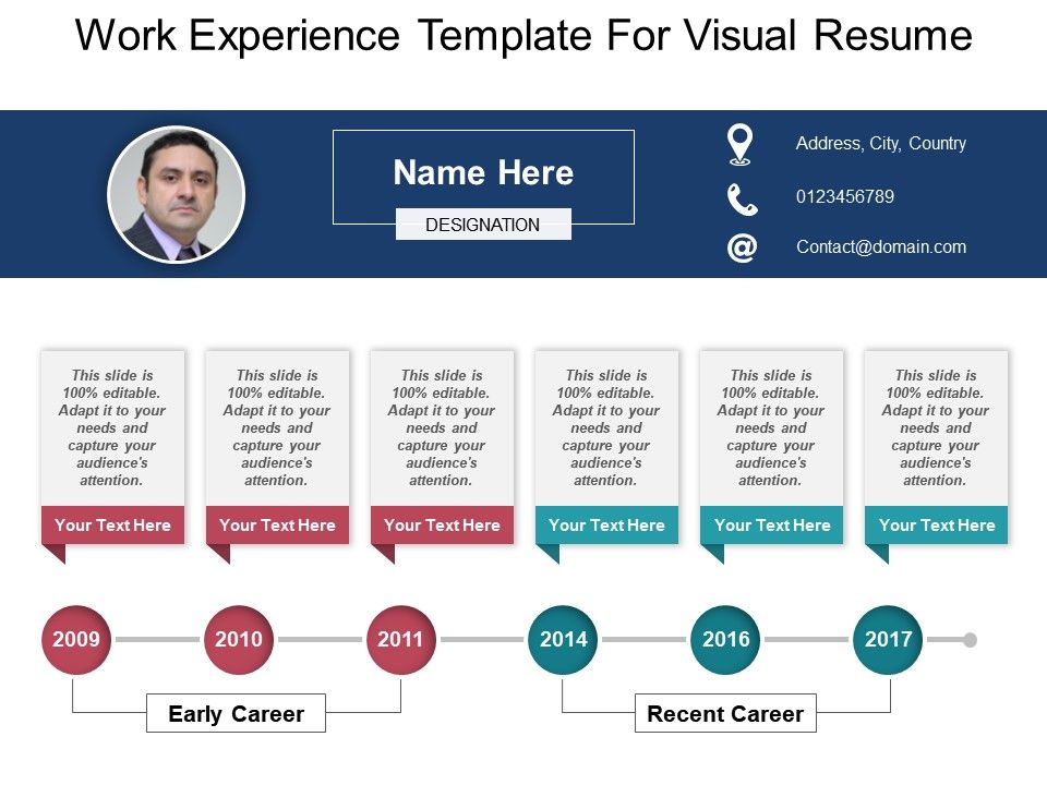work experience template for visual resume powerpoint ideas