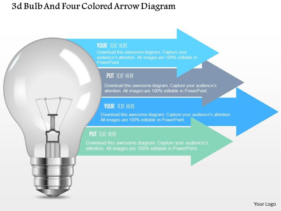 0115_3d_bulb_and_four_colored_arrow_diagram_powerpoint_template_Slide01