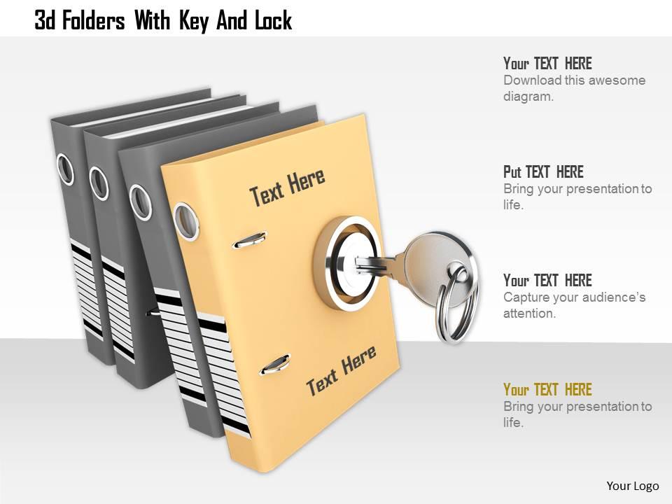 0115 3d folders with key and lock image graphic for powerpoint Slide01