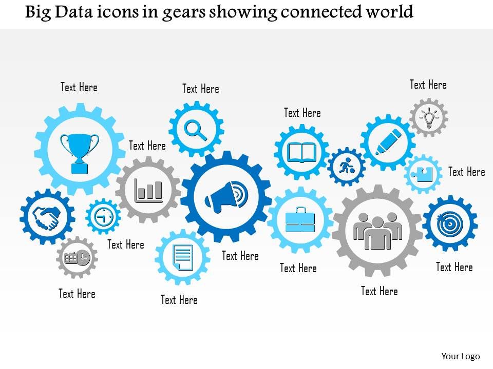 0115 big data icons in gears showing connected world ppt slide Slide01