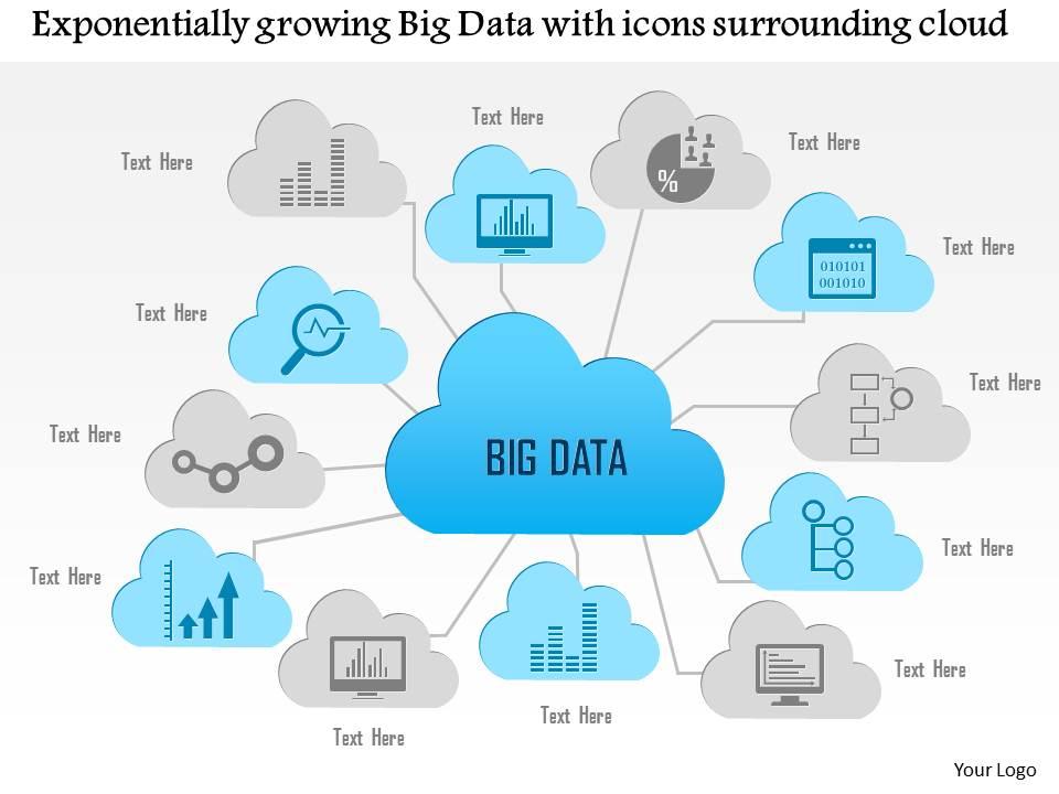 0115 exponentially growing big data with icons surrounding cloud ppt slide Slide01