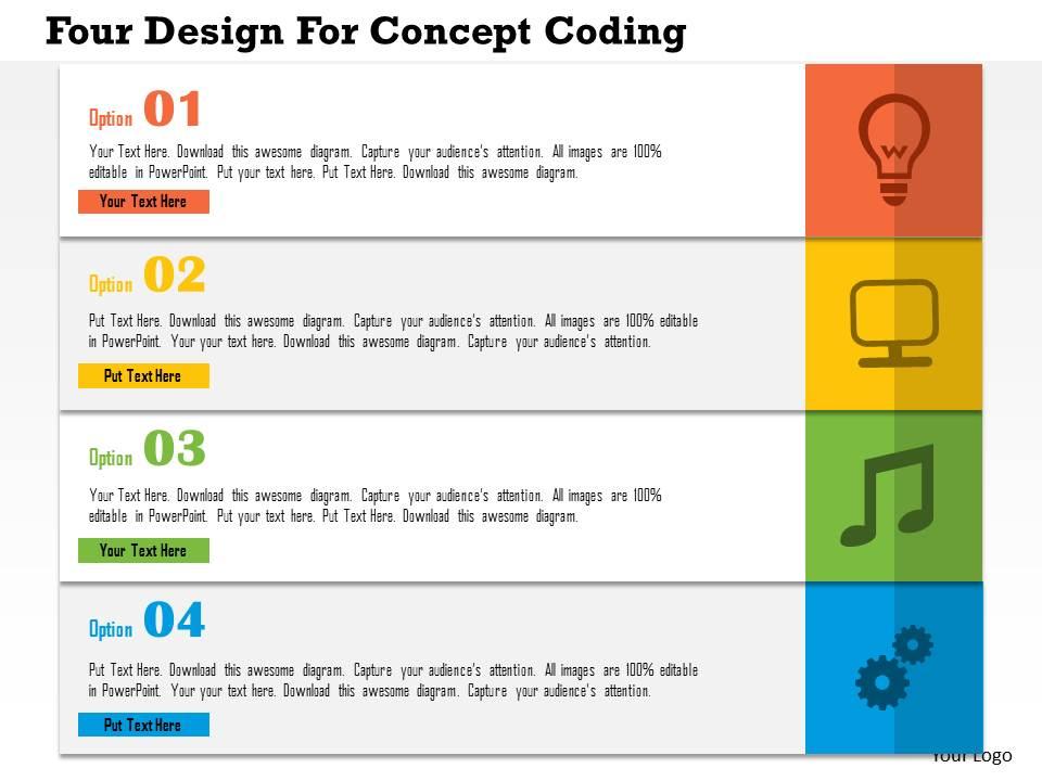 0115 Four Design For Concept Coding Powerpoint Template | PowerPoint ...