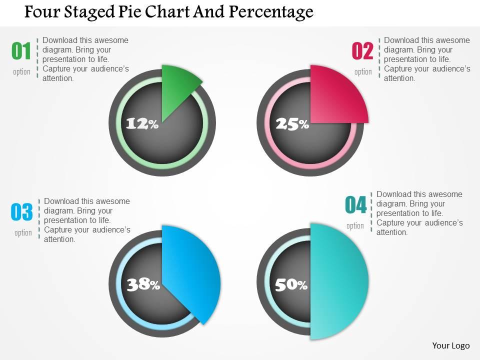 0115 four staged pie chart and percentage powerpoint template Slide00