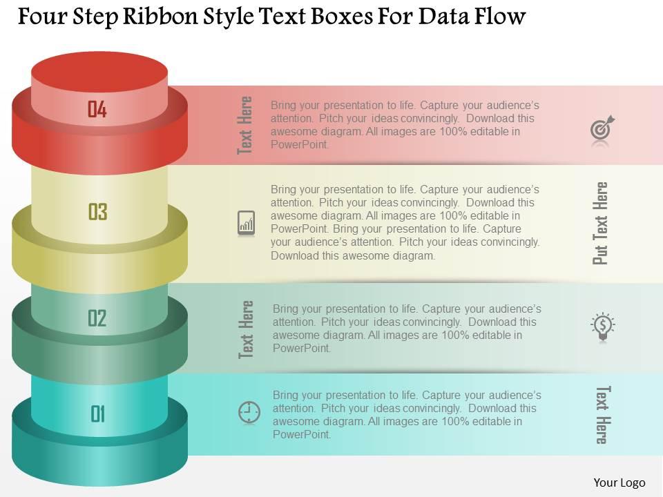 0115_four_step_ribbon_style_text_boxes_for_data_flow_powerpoint_template_Slide01