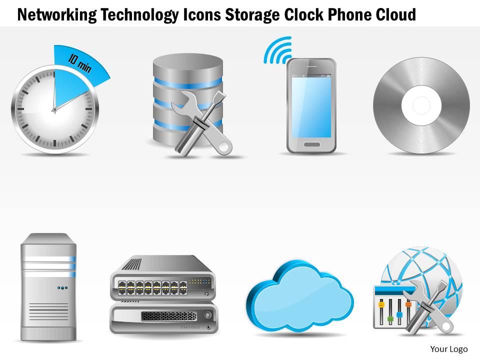0115 networking technology icons storage clock phone cloud ppt slide Slide01