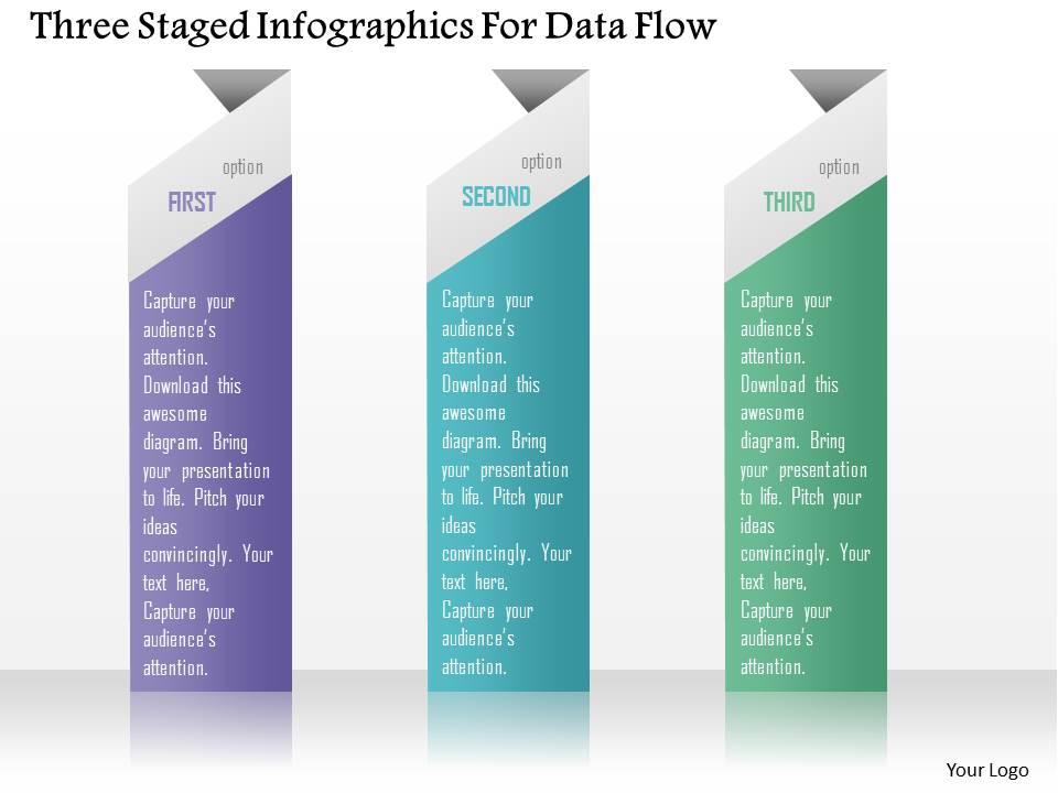 0115 Three Staged Infographics For Data Flow Powerpoint Template ...