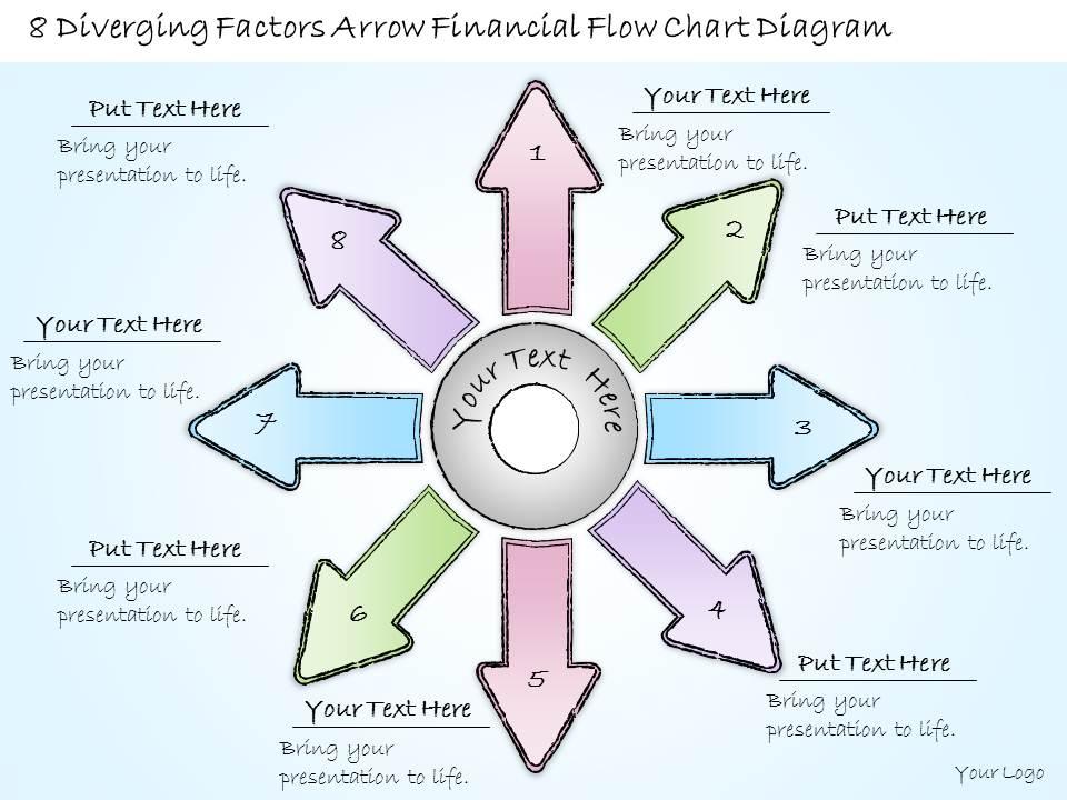 0414 consulting diagram 8 diverging factors arrow financial flow chart diagram powerpoint template Slide01