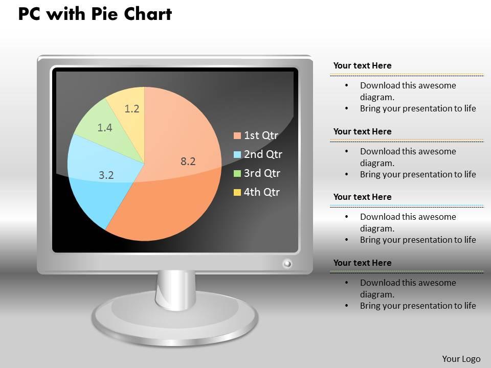 0414 pie chart pc monitor design powerpoint graph