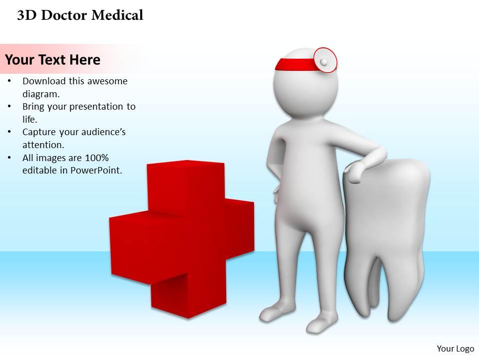 0514 3d graphic of dentist with red cross symbol medical images for powerpoint Slide01