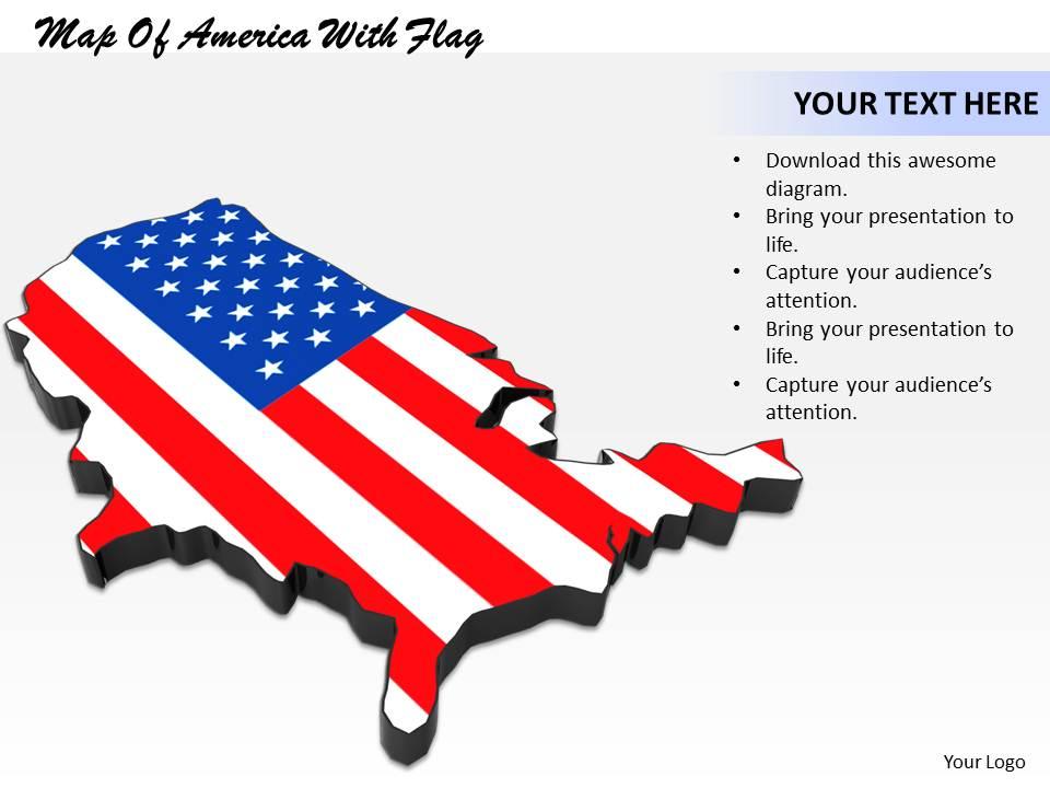 0514 map of america with flag image graphics for powerpoint Slide01