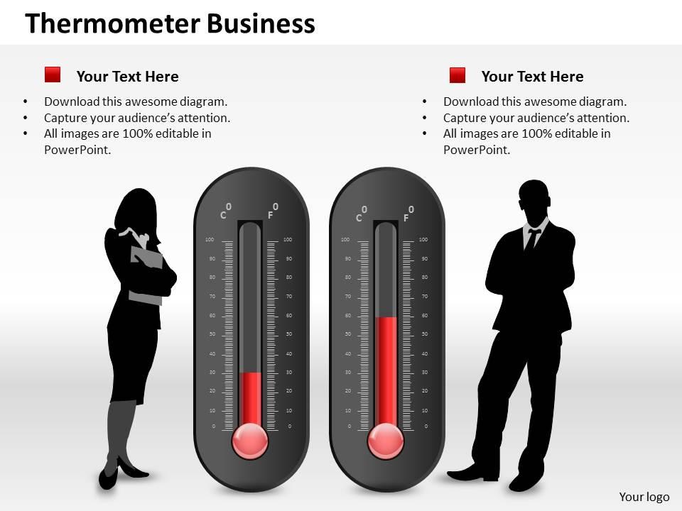 0514 two business use thermometer graphic powerpoint slides Slide01