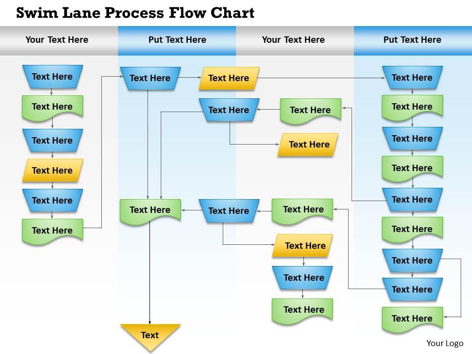 0814 business consulting diagram swim lane process flow chart powerpoint slide template Slide01