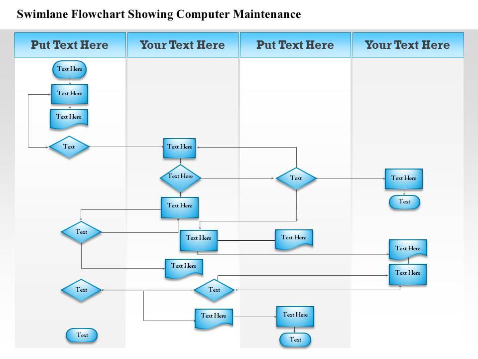 0814 business consulting diagram swimlane flowchart showing computer maintenance powerpoint slide template Slide01