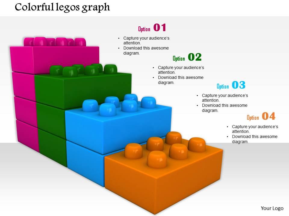 0814 four staged bar graph made by colored lego blocks for growth image graphics for powerpoint Slide01