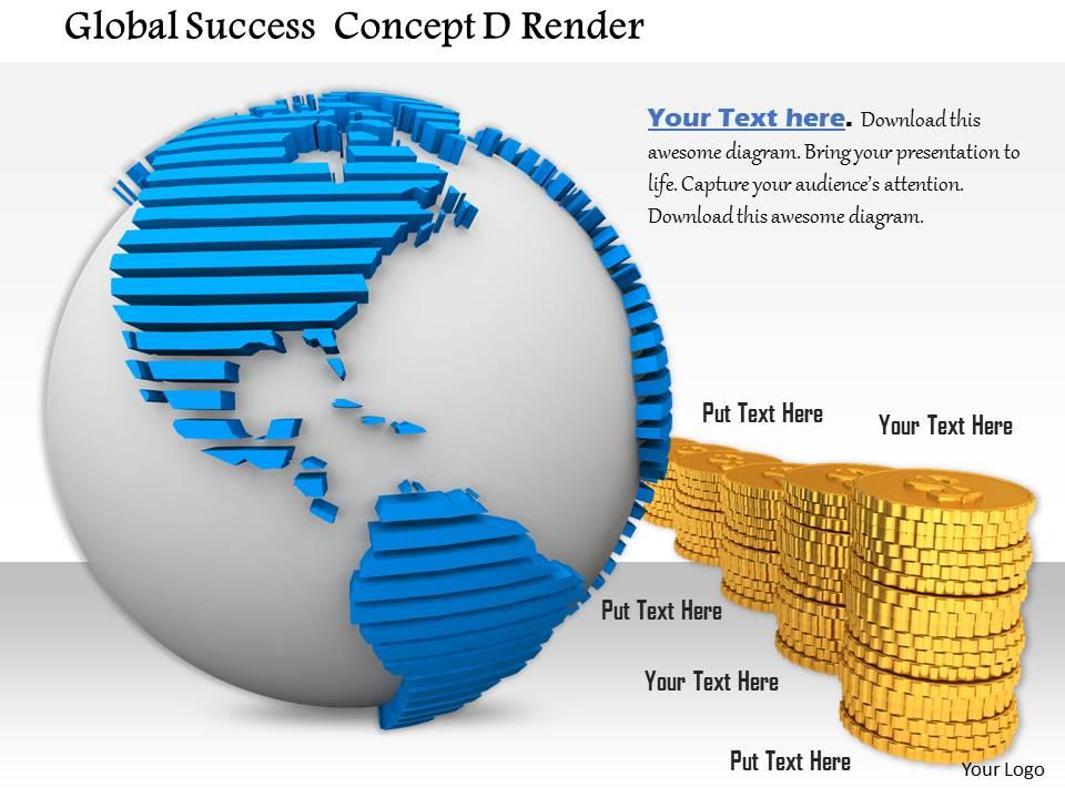 0814 global success concept globe with golden coins graphic for powerpoint Slide00