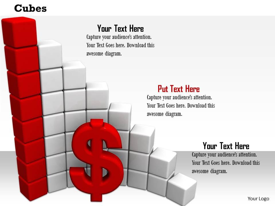 0814 red dollar symbol with bar graph for financial growth image graphics for powerpoint Slide00