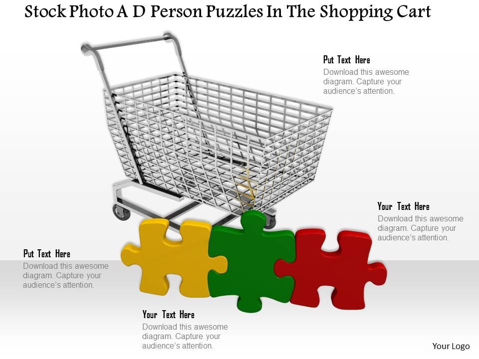 0814 shopping cart puzzle pieces for strategy shopping graphics for powerpoint Slide01