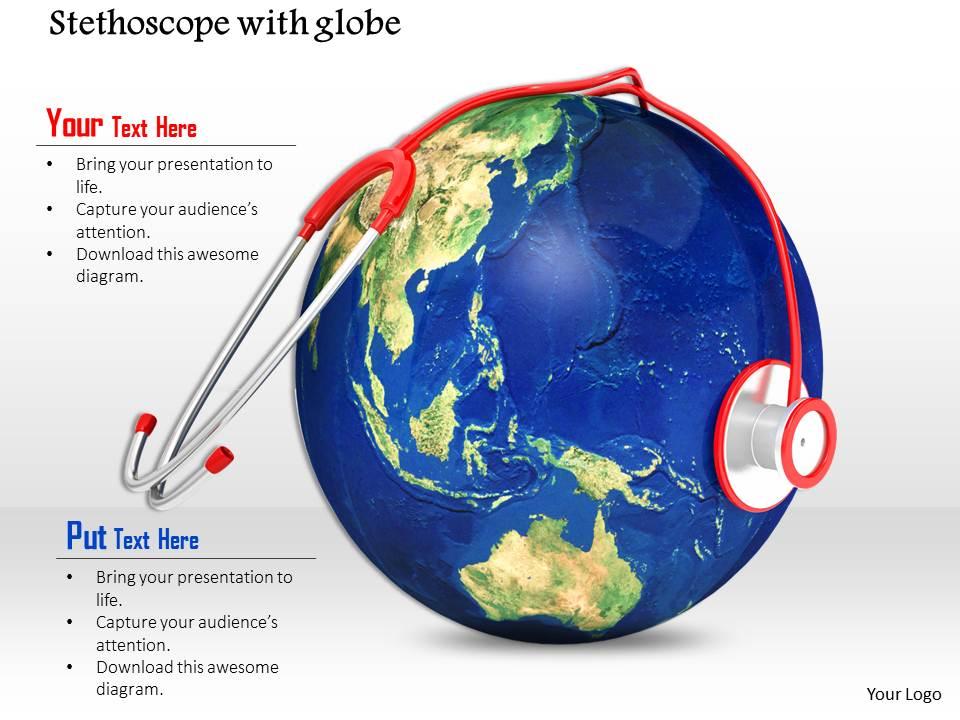 0814 stethoscope on globe for medical image graphics for powerpoint Slide01