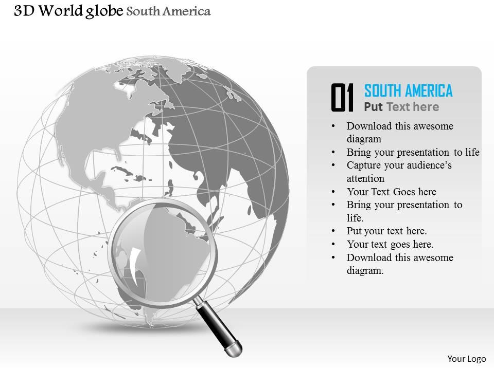 0914_business_plan_3d_globe_with_magnifying_glass_on_south_america_powerpoint_presentation_template_Slide01
