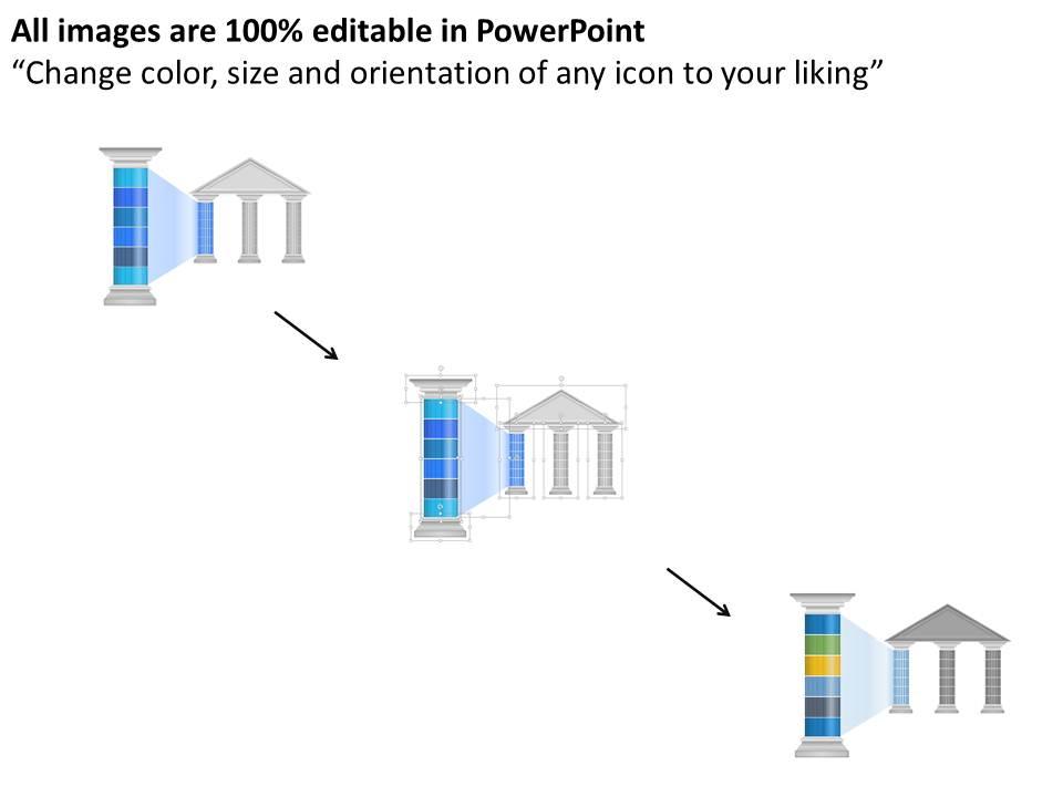 0914 Business Plan Business Temple With Blue Shaded Pillar Powerpoint 