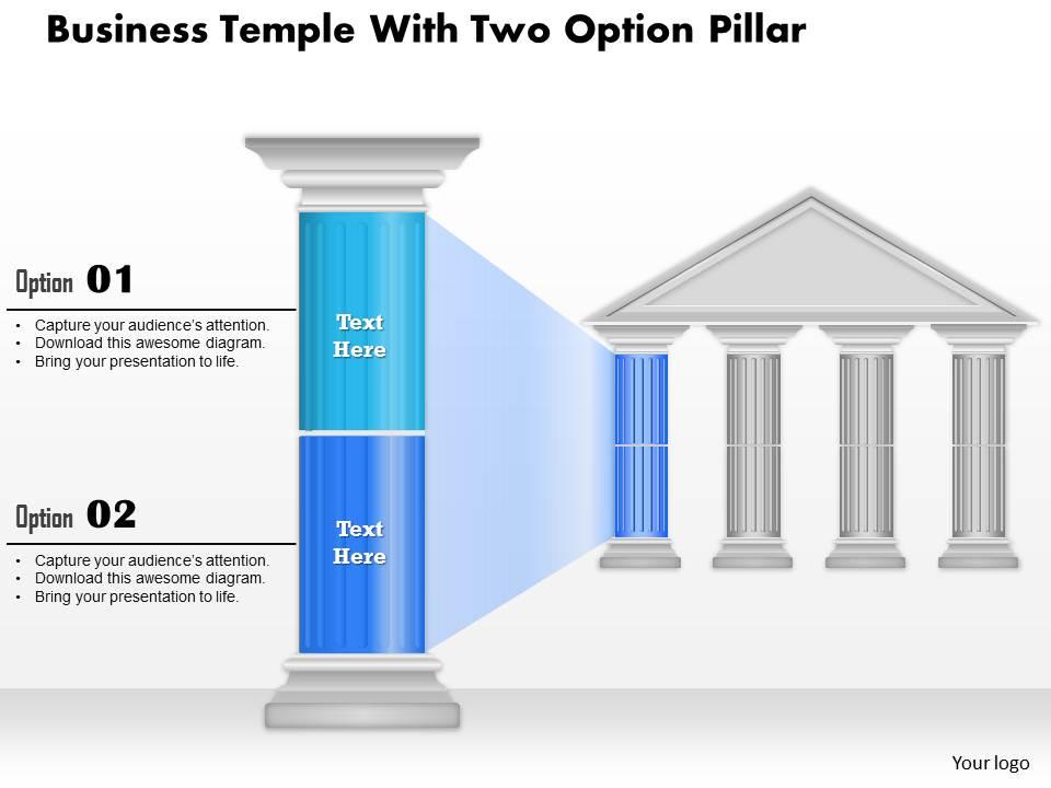 0914 business plan business temple with two option pillar powerpoint presentation template Slide00