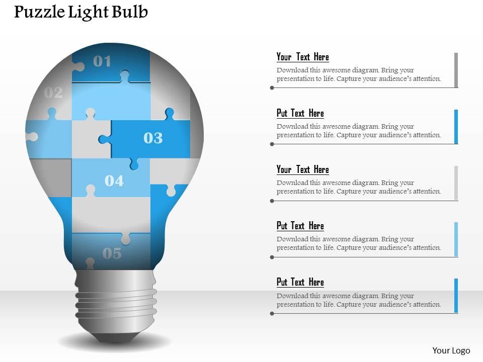 0914 business plan puzzle light bulb powerpoint presentation template Slide01