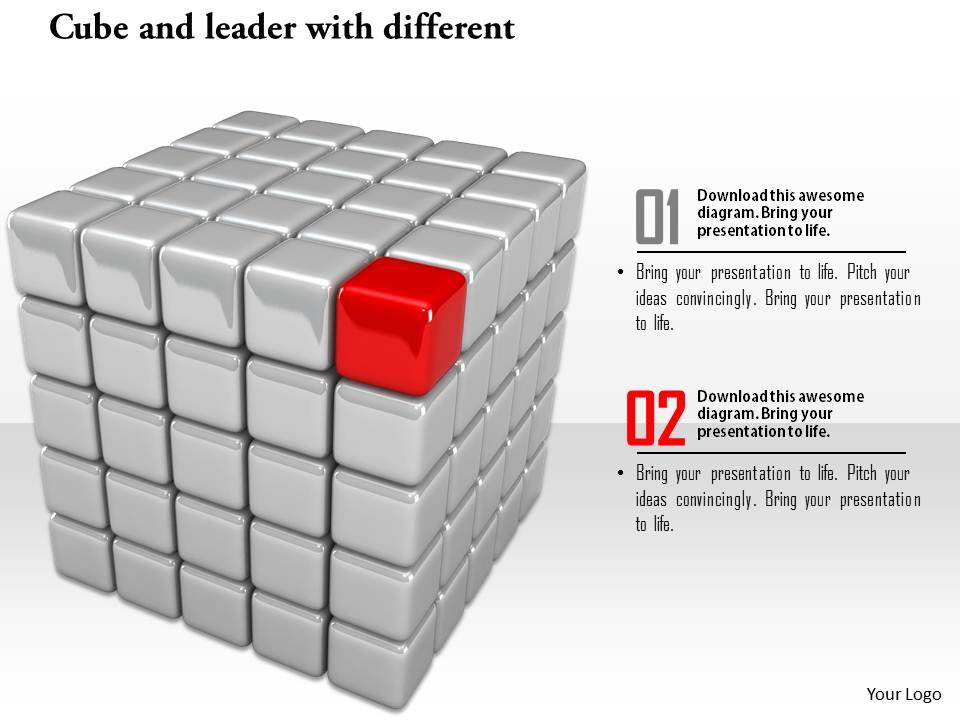 0914 cubes and individual red cube for leadership ppt slide image graphics for powerpoint Slide01