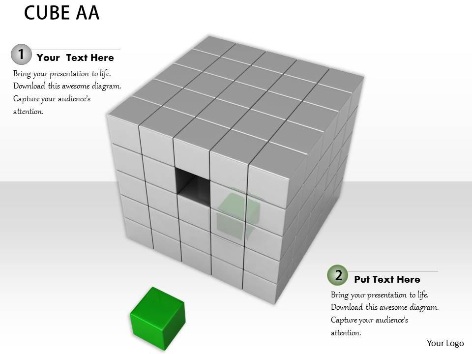 0914 cubes block with individual green cube ppt slide image graphics for powerpoint Slide01